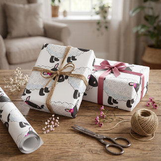 Schwarzköpfiges Schaf mit weißer Wolle Geschenkpapier