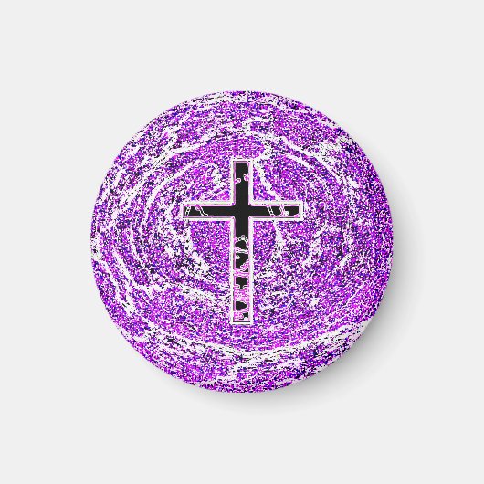SCHWARZKREUZ MIT LILA HINTERGRUND MAGNET (Vorne)