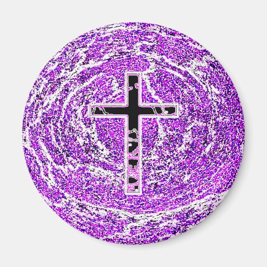 SCHWARZKREUZ MIT LILA HINTERGRUND MAGNET (Vorne)
