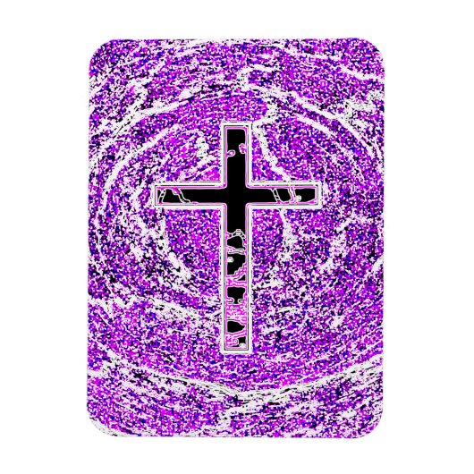 SCHWARZKREUZ MIT LILA HINTERGRUND MAGNET (Vertikal)
