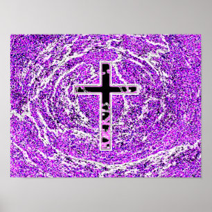 SCHWARZKREUZ MIT LILA HINTERGRUND POSTER