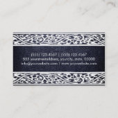 Schwarzleder Damask Border Visitenkarte (Rückseite)