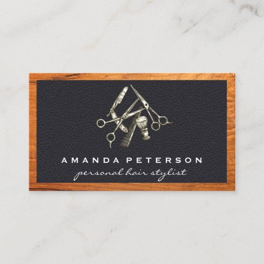 Schwarzleder | Friseursalon | Einrahmen Visitenkarte (Vorderseite)