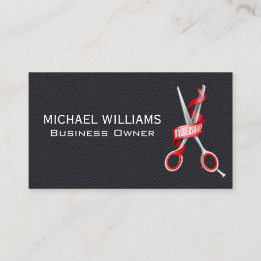 Schwarzleder | Friseursalon - Scheren Visitenkarte (Vorderseite)