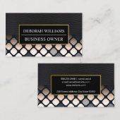 Schwarzleder | Geometrisches Muster Visitenkarte (Vorne/Hinten)