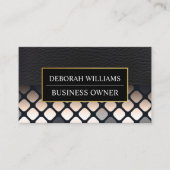 Schwarzleder | Geometrisches Muster Visitenkarte (Vorderseite)