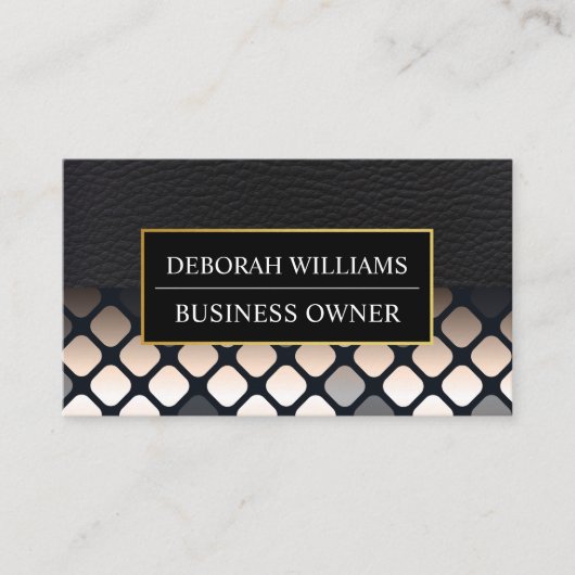 Schwarzleder | Geometrisches Muster Visitenkarte (Vorderseite)