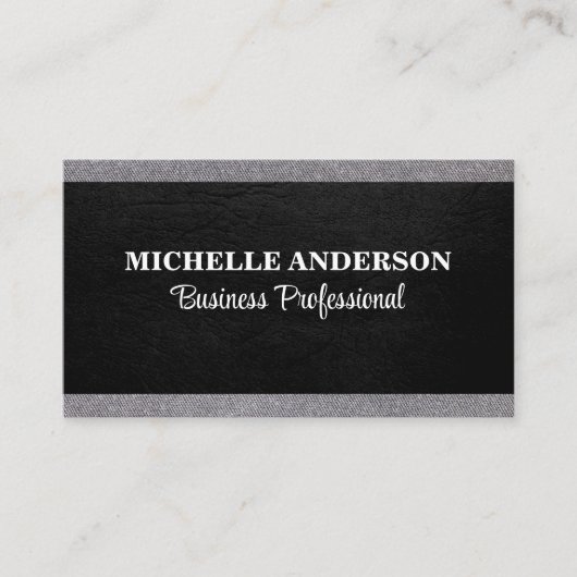 Schwarzleder | Gray Fabric Trimm Visitenkarte (Vorderseite)