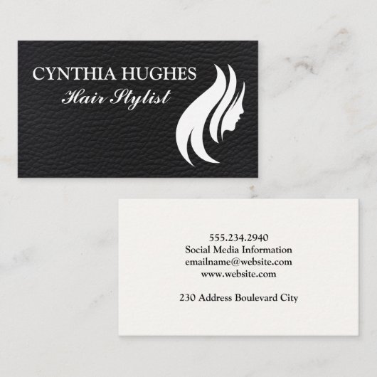Schwarzleder | Haarlogos Visitenkarte (Vorne/Hinten)