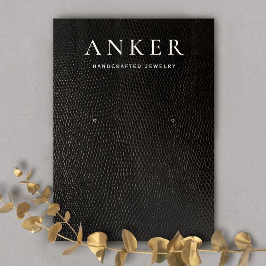 Schwarzleder-Ohrring Visitenkarte