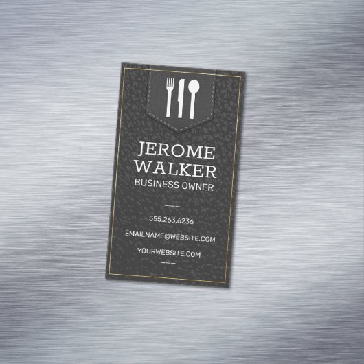 Schwarzleder | Strohband Magnetische Visitenkarte (Beispiel)