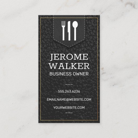 Schwarzleder | Strohband Visitenkarte (Vorderseite)