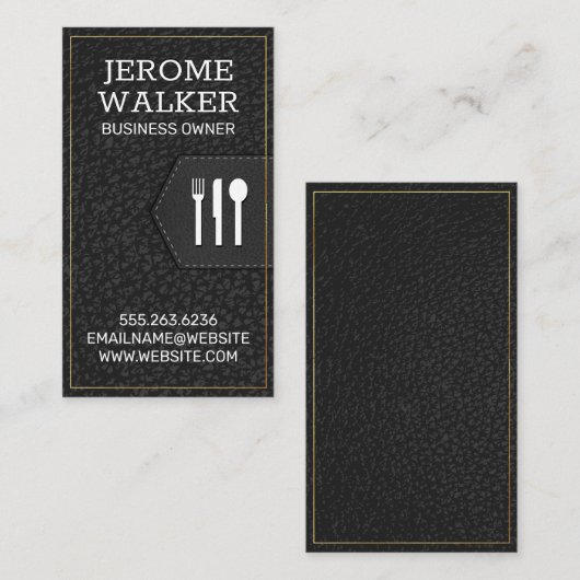 Schwarzleder | Strohband Visitenkarte (Vorne/Hinten)