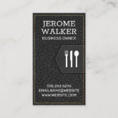 Schwarzleder | Strohband Visitenkarte (Vorderseite)