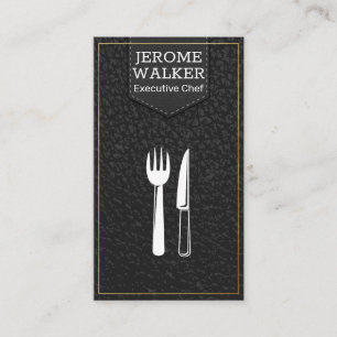 Schwarzleder   Strohband Visitenkarte