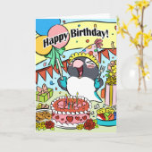 Schwarzmaskensittich zum Geburtstagspark Karte (Gelbe Blume)