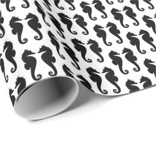 Schwarzmeer-Pferde auf Weiß Geschenkpapier