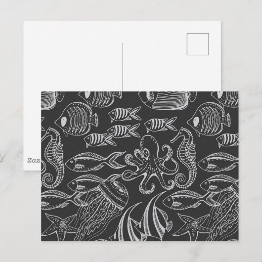Schwarzmeermuster Postkarte (Vorne/Hinten)