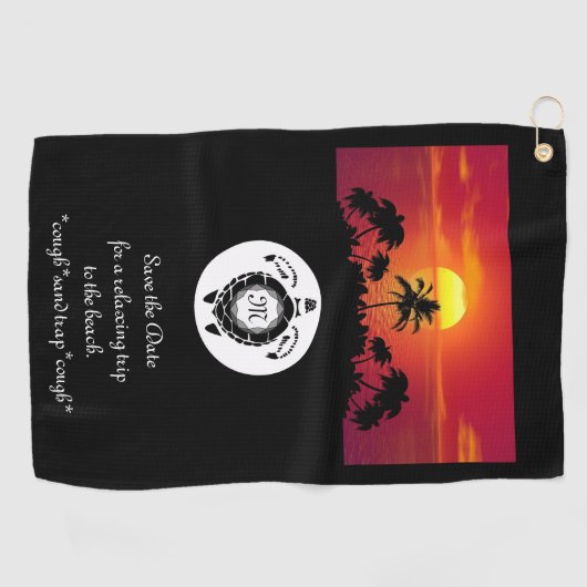 Schwarzmeerschildkröte-Silhouette Diamond Monogram Golfhandtuch (Horizontal)