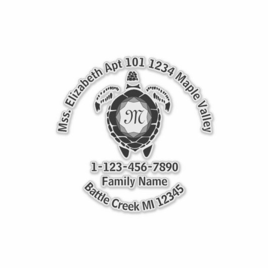 Schwarzmeerschildkröten-Familie Zuhause Adresse Ko Aufkleber (Vorderseite)