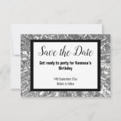 SCHWARZMETALLIK-PARTY SAVE THE DATE weiß Ankündigung (Vorderseite)