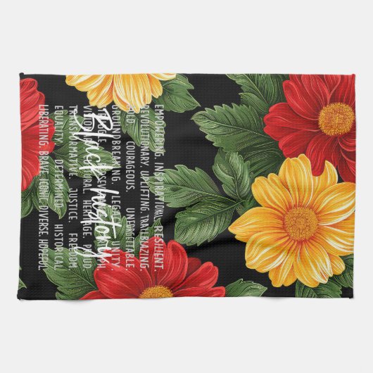 Schwarzmonatsgeschichte mit Blume Geschirrtuch (Horizontal)