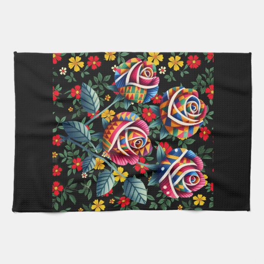 Schwarzmonatsgeschichte mit Blume Geschirrtuch (Horizontal)