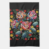 Schwarzmonatsgeschichte mit Blume Geschirrtuch (Vertikal)