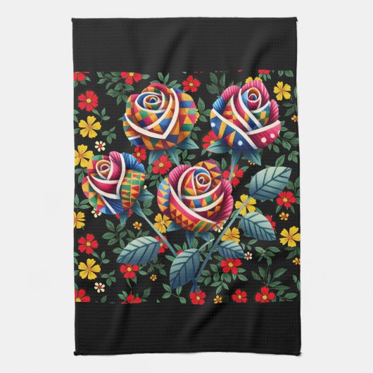 Schwarzmonatsgeschichte mit Blume Geschirrtuch (Vertikal)