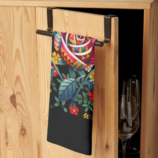 Schwarzmonatsgeschichte mit Blume Geschirrtuch (Drittel gefaltet)