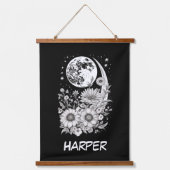 Schwarzmond und Blume mit Namen Wandteppich Mit Holzrahmen (Vorderseite)