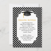 Schwarzmörtel, Polka Dot Graduation Party Einladun Einladung (Vorderseite)