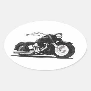 Schwarzmotorrad Ovaler Aufkleber