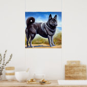 Schwarznorwegischer Elkhound-Hund Poster (Küche)