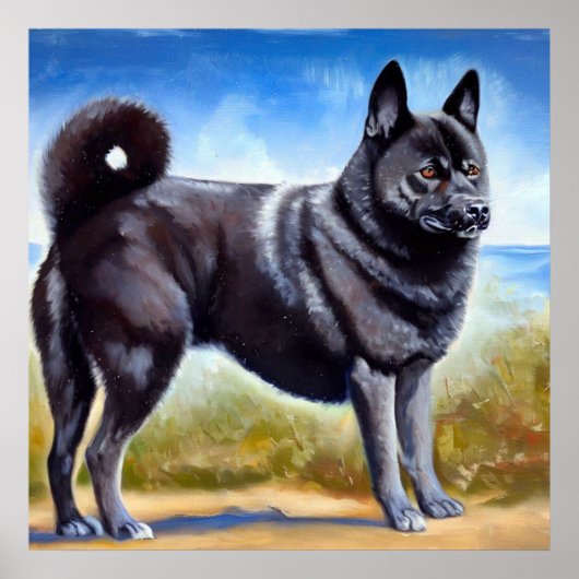 Schwarznorwegischer Elkhound-Hund Poster (Vorne)