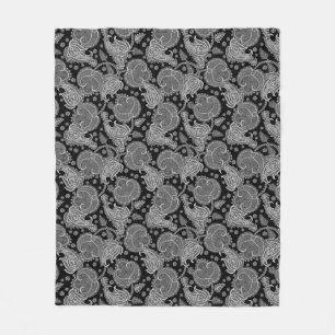 Schwarzpaisley-Damaske, blumenorientiert, ethnisch Fleecedecke