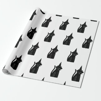 SCHWARZPAPIERKATZE MIT HAT GESCHENKPAPIER