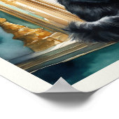 Schwarzpersische Katze Wasserfarbe Aqua Details Poster (Ecke)