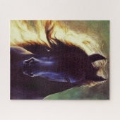 Schwarzpferd "des friesischen Glühens", Stallion Puzzle (Horizontal)