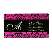 SCHWARZPINK FUCHSIA DAMASK, AMETHYST MONOGRAMM (Vorne)