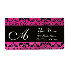 SCHWARZPINK FUCHSIA DAMASK, AMETHYST MONOGRAMM