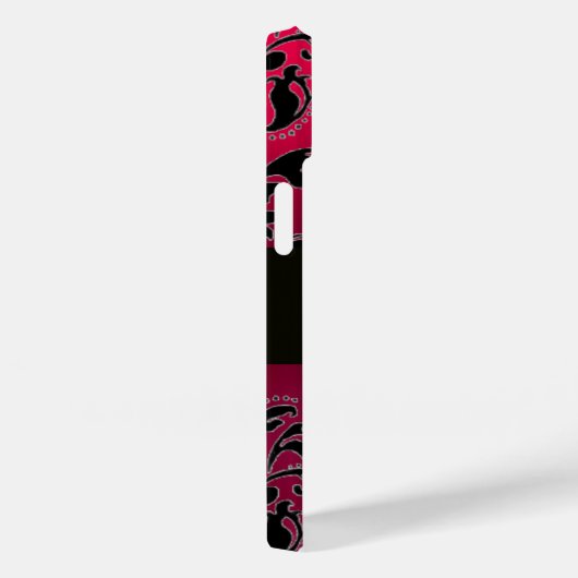 SCHWARZPINK FUCHSIA DAMASK MONOGRAM, Ruby Gemstone Case-Mate iPhone Hülle (Rückseite / Rechts)