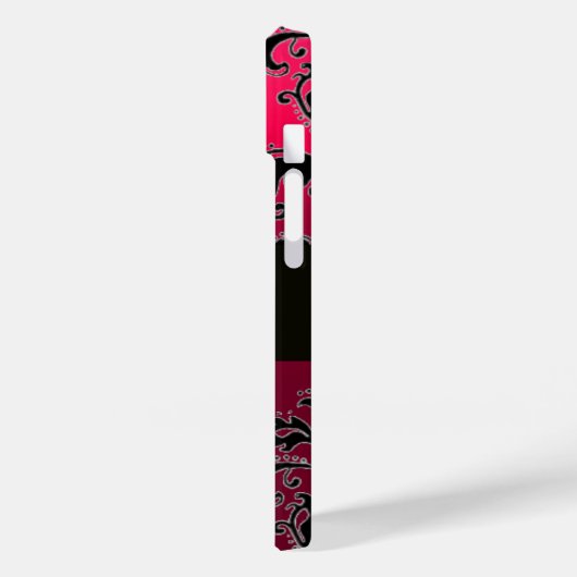 SCHWARZPINK FUCHSIA DAMASK MONOGRAM, Ruby Gemstone Case-Mate iPhone Hülle (Rückseite / Links)