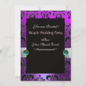 SCHWARZPINK LILA BICYCLE WEDD DAMASK MONOGRAM EINLADUNG (Rückseite)