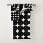 Schwarzpolka-Dot-Monogramm Badhandtuch Set (Insitu)