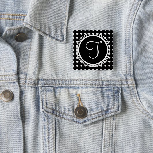 Schwarzpolka-Dot-Monogramm Button (Beispiel)