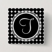 Schwarzpolka-Dot-Monogramm Button (Vorderseite)