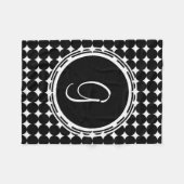 Schwarzpolka-Dot-Monogramm Fleecedecke (Vorderseite (Horizontal))