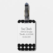 Schwarzpolka-Dot-Monogramm Gepäckanhänger (Rückseite vertikal)