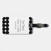 Schwarzpolka-Dot-Monogramm Gepäckanhänger (Rückseite horizontal)